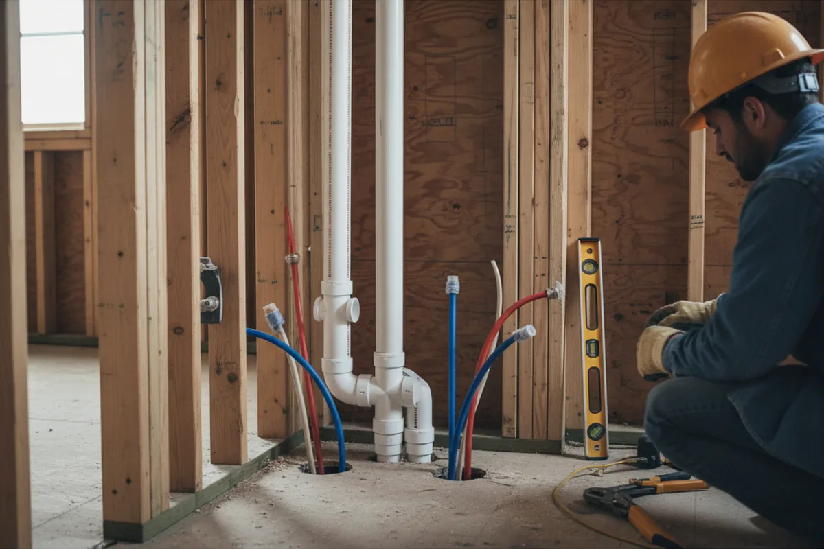 Drain and supply rough-in during Toilet Repair and Installation in Vici