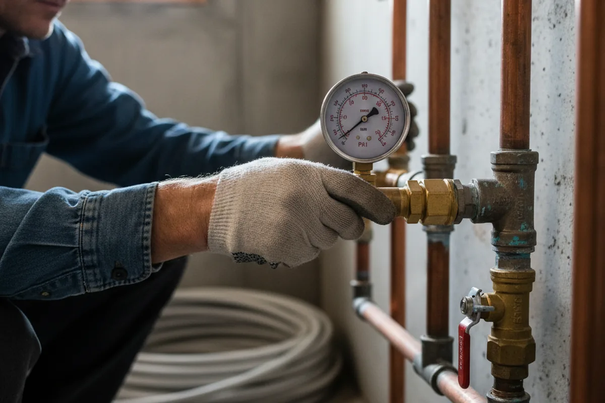 Pressure testing a repaired line during Water Line Repair in Vici